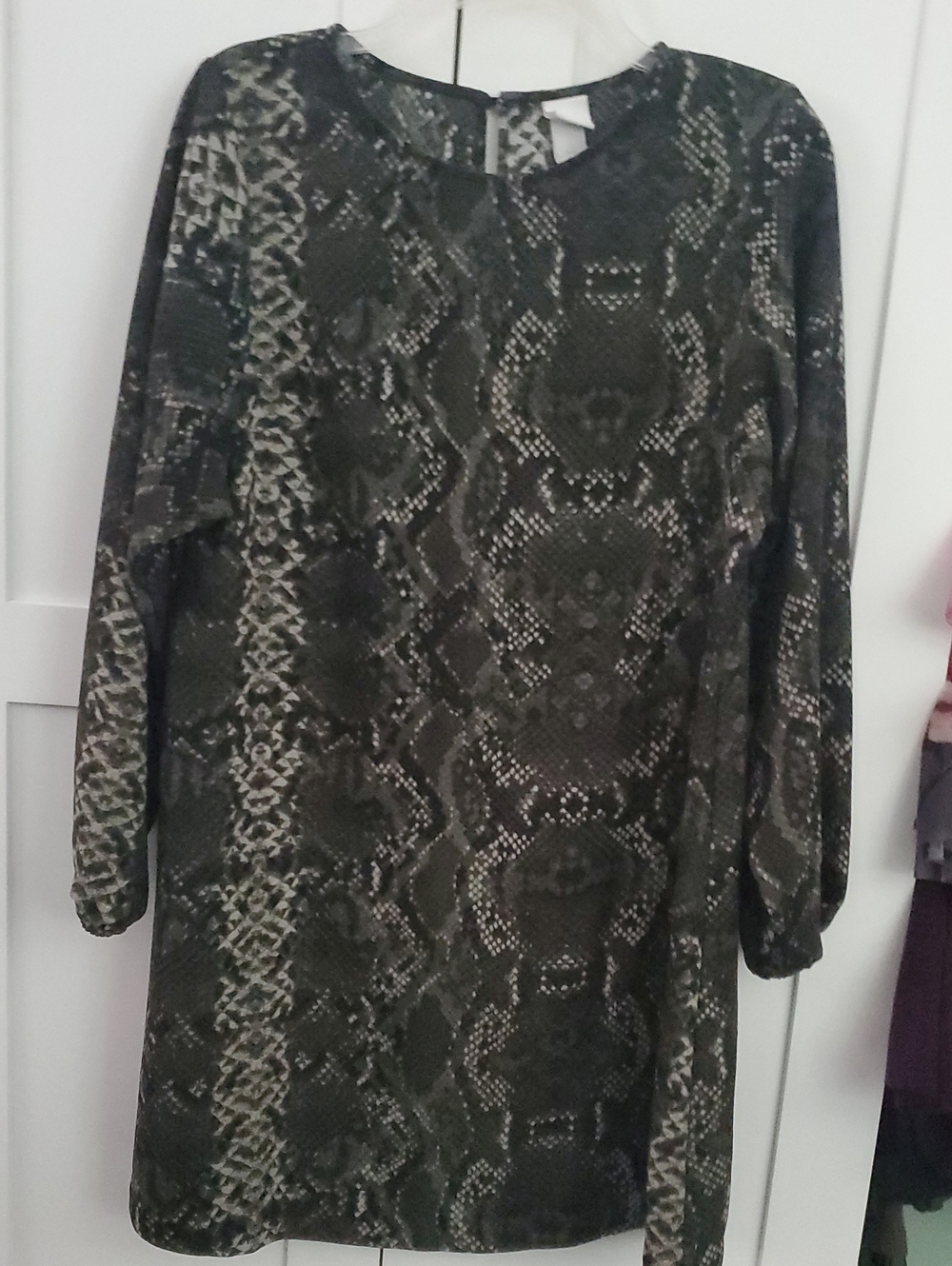 H&M Olive Green and Black Snake Print Mini Dress